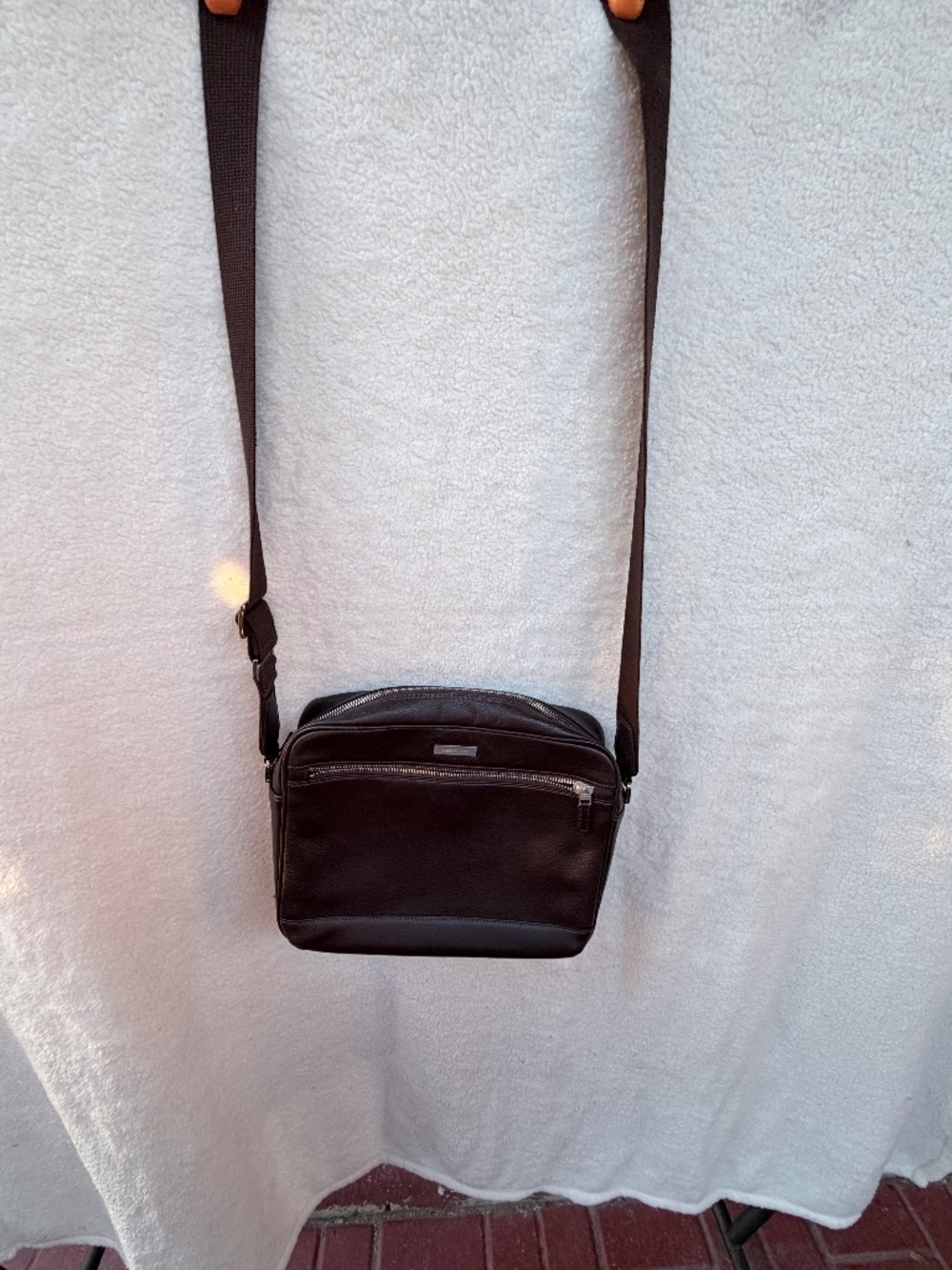Burberry Vintage Pebbled Leather Crossbody Messenger Bag-Dark Brown